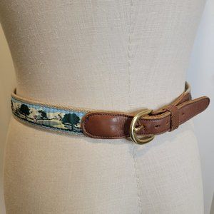 Preston Golf Scene Leather Brass Buckle Men's size 34